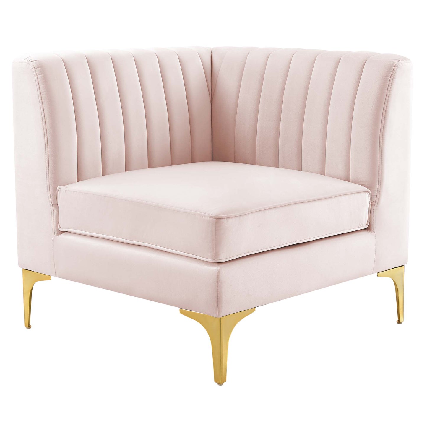 Triumph Channel Tufted Performance Velvet Sectional Sofa Corner Chair by Furniture for America