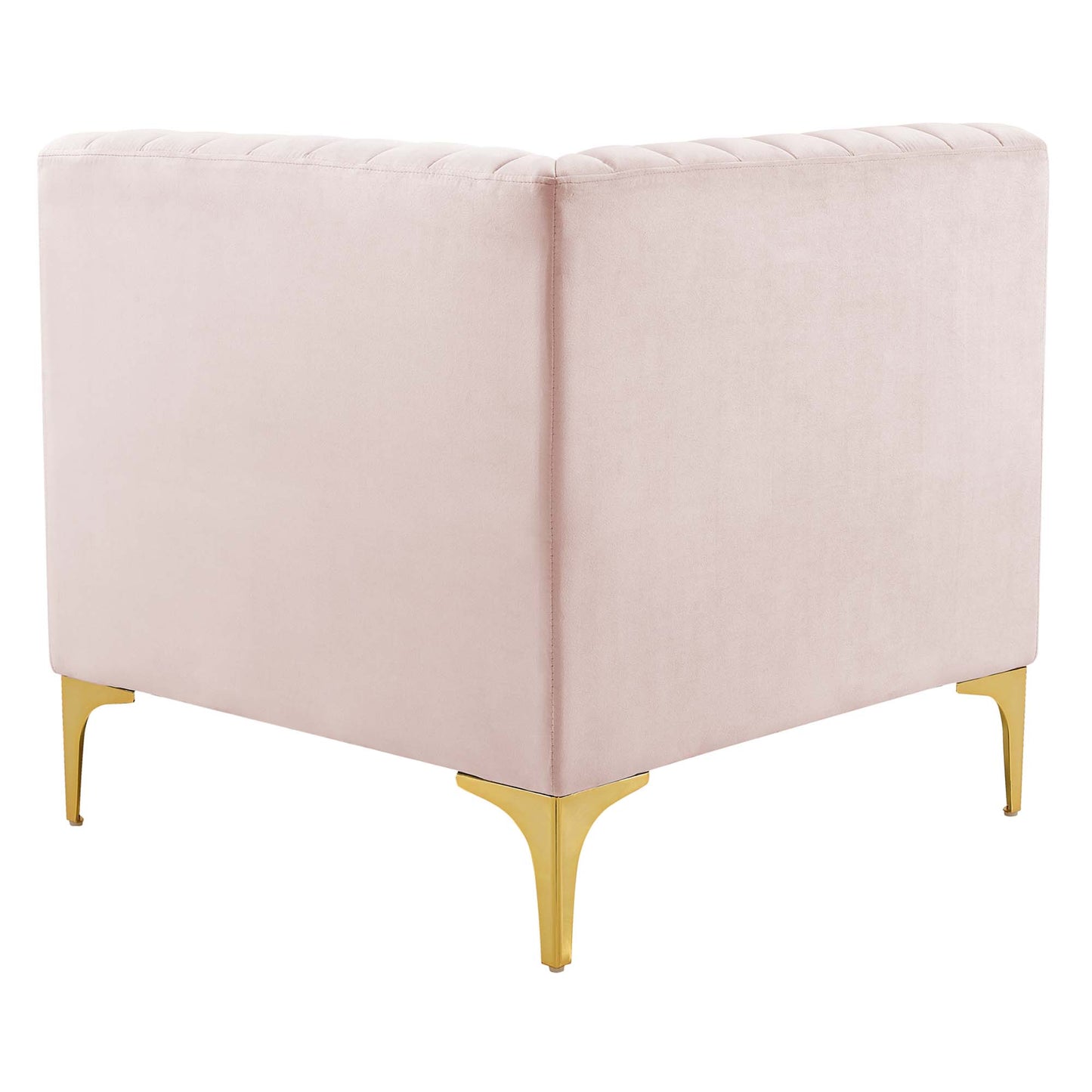 Triumph Channel Tufted Performance Velvet Sectional Sofa Corner Chair by Furniture for America