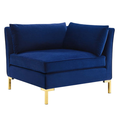 Ardent Performance Velvet Sectional Sofa Corner Chair by Furniture for America