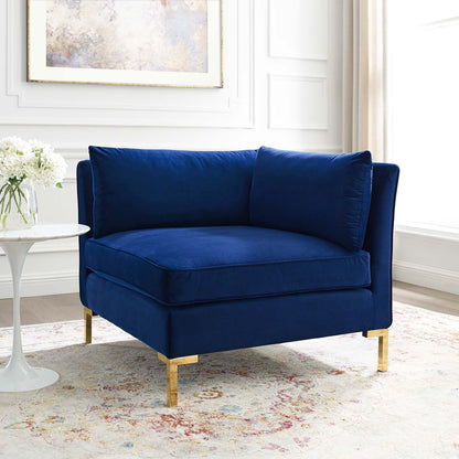Ardent Performance Velvet Sectional Sofa Corner Chair by Furniture for America