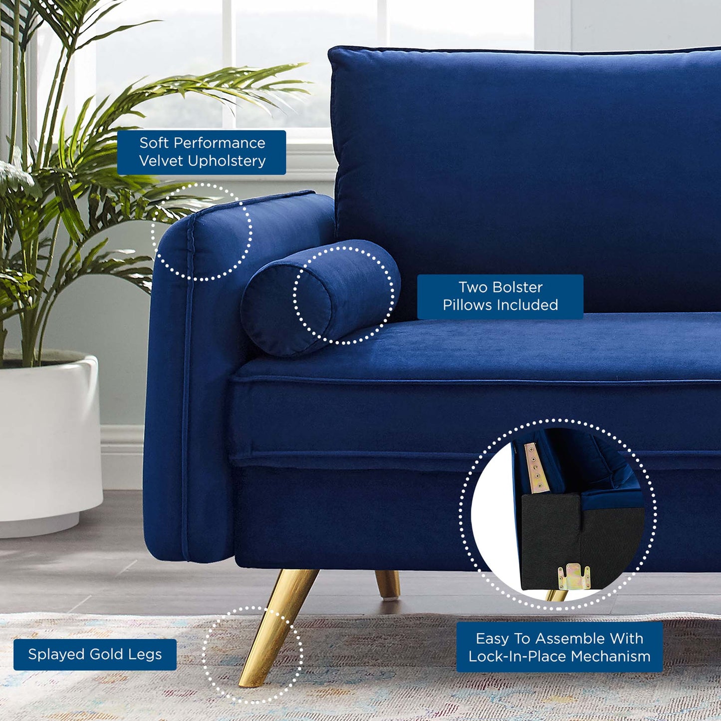 Revive Performance Velvet Sofa by Furniture For America