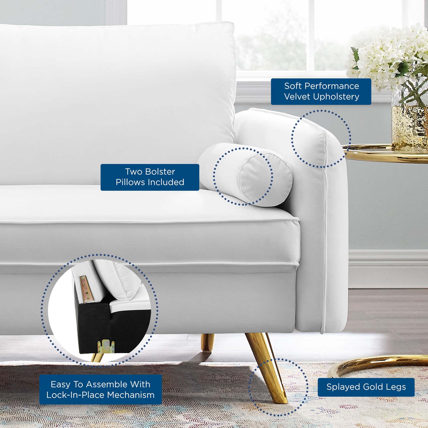 Revive Performance Velvet Sofa by Furniture For America