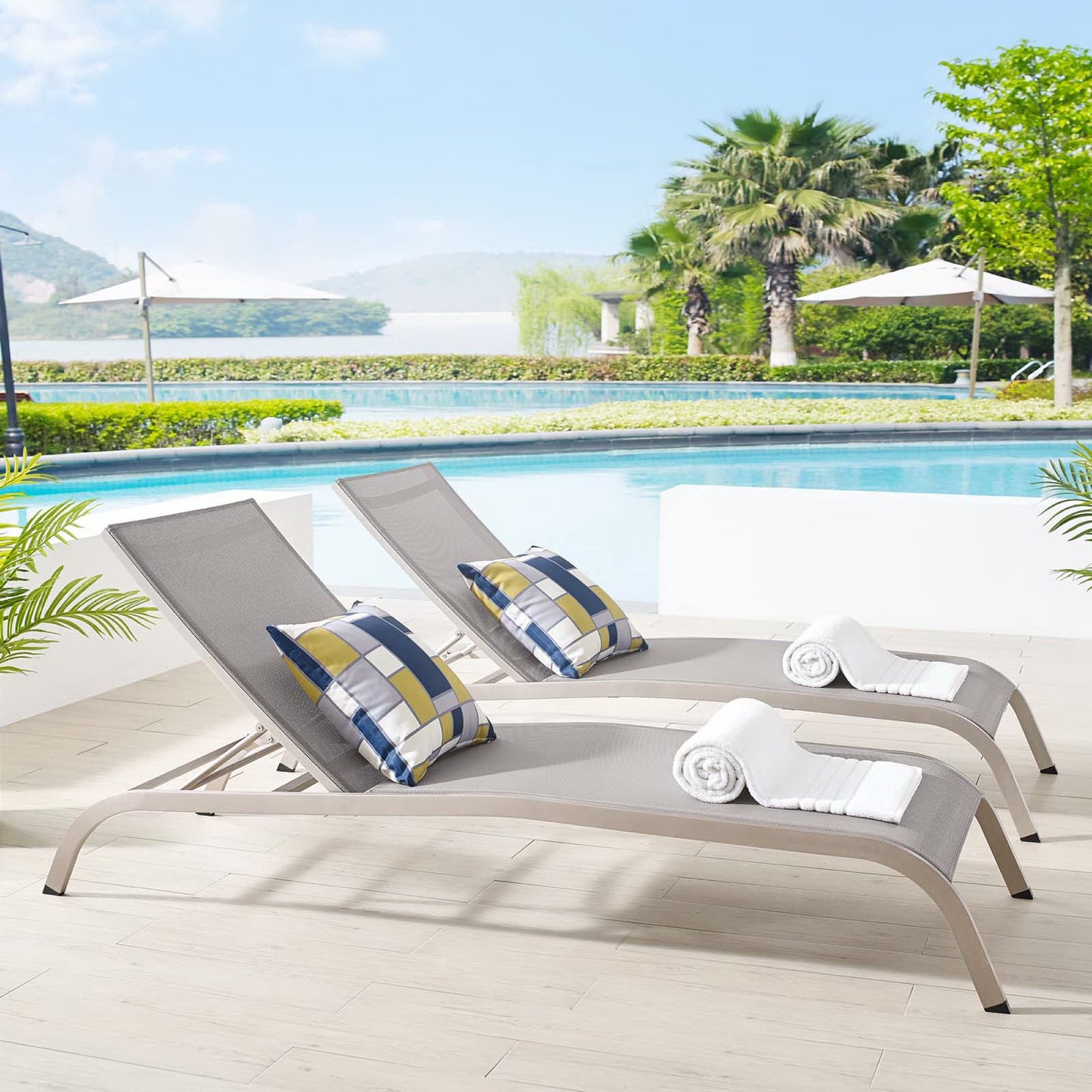 Savannah Outdoor Patio Mesh Chaise Lounge Set of 2 by Furniture for America