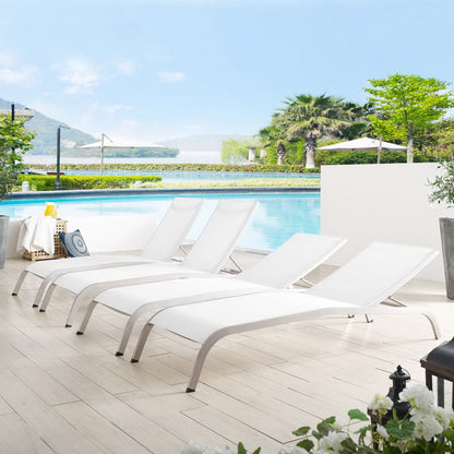 Savannah Outdoor Patio Mesh Chaise Lounge Set of 4 by Furniture for America