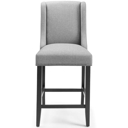 Baron Upholstered Fabric Counter Stool Set of 2 in Light Gray