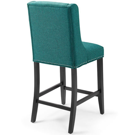 Baron Upholstered Fabric Counter Stool Set of 2 in Teal