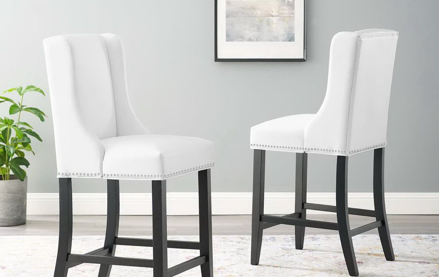 Lyra Faux Leather Counter Stool Set of 2 in White
