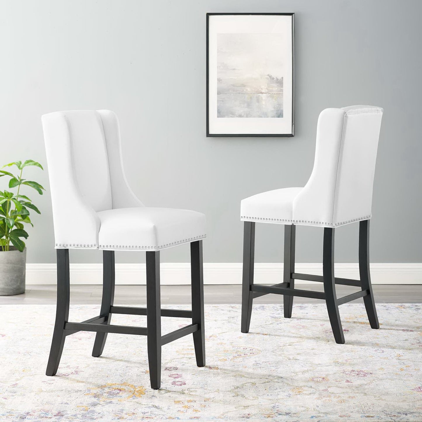 Baron Upholstered Fabric Counter Stool Set of 2 by Furniture For America