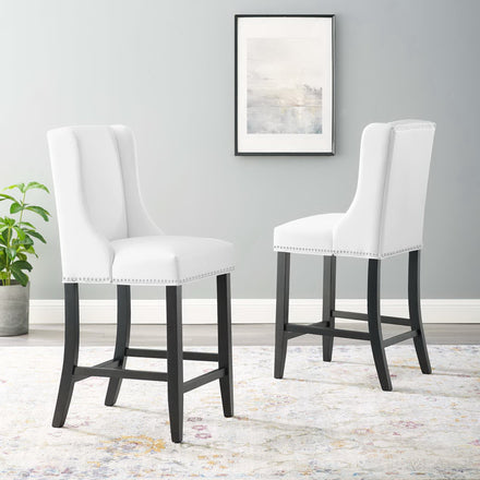 Baron Faux Leather Counter Stool Set of 2 in White
