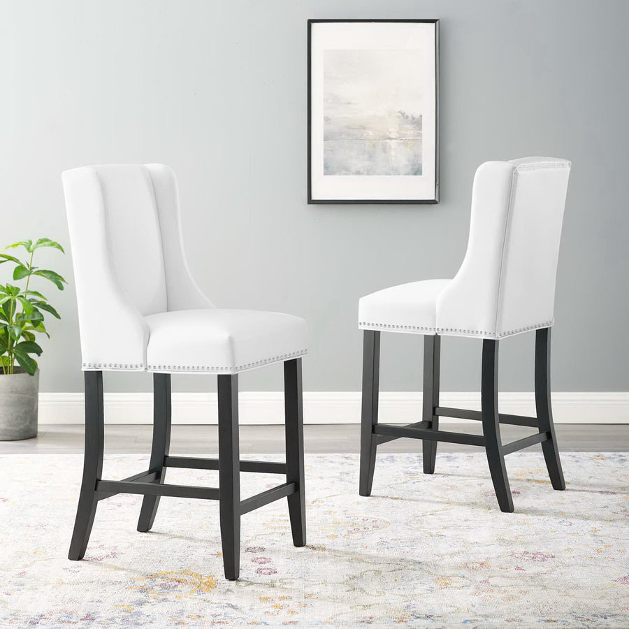 Lyra Faux Leather Counter Stool Set of 2 in White