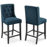 Ellison Upholstered Fabric Counter Bar Stool Set of 2 in Azure