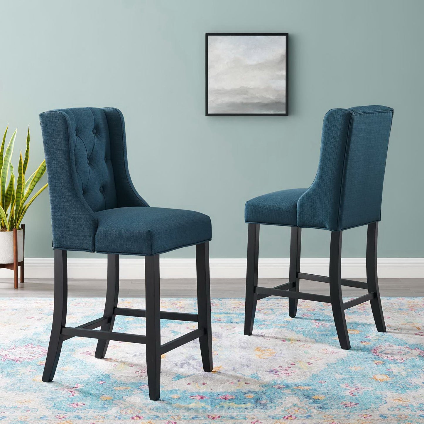 Baronet Upholstered Fabric Counter Bar Stool Set of 2 by Furniture For America