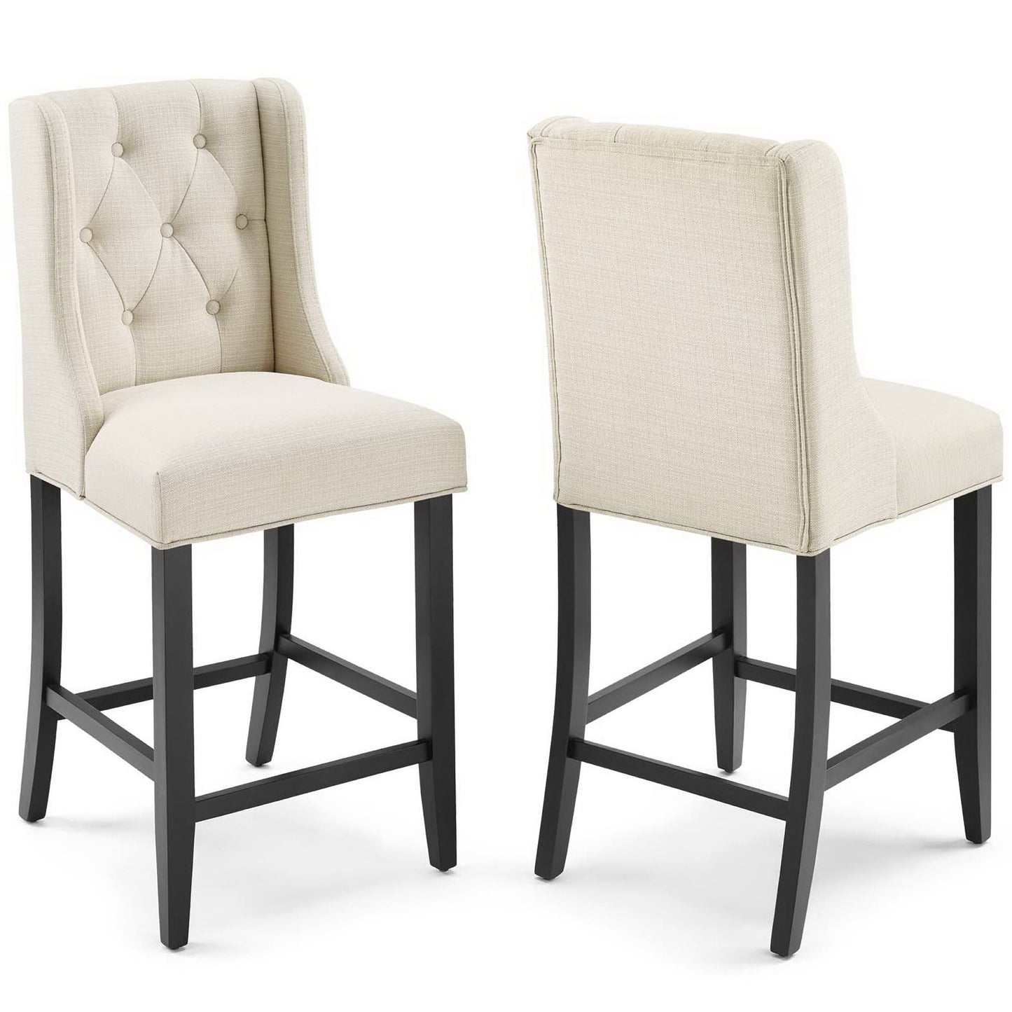 Baronet Upholstered Fabric Counter Bar Stool Set of 2 by Furniture For America