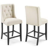 Ellison Upholstered Fabric Counter Bar Stool Set of 2 in Beige