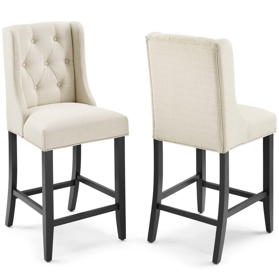 Ellison Upholstered Fabric Counter Bar Stool Set of 2 in Beige
