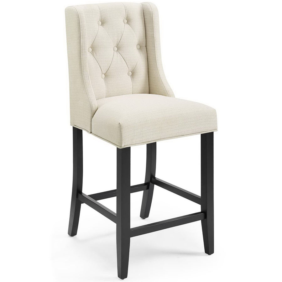Ellison Upholstered Fabric Counter Bar Stool Set of 2 in Beige