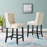 Ellison Upholstered Fabric Counter Bar Stool Set of 2 in Beige