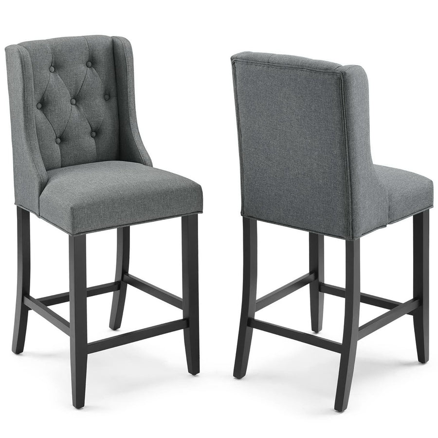 Ellison Upholstered Fabric Counter Bar Stool Set of 2 in Gray