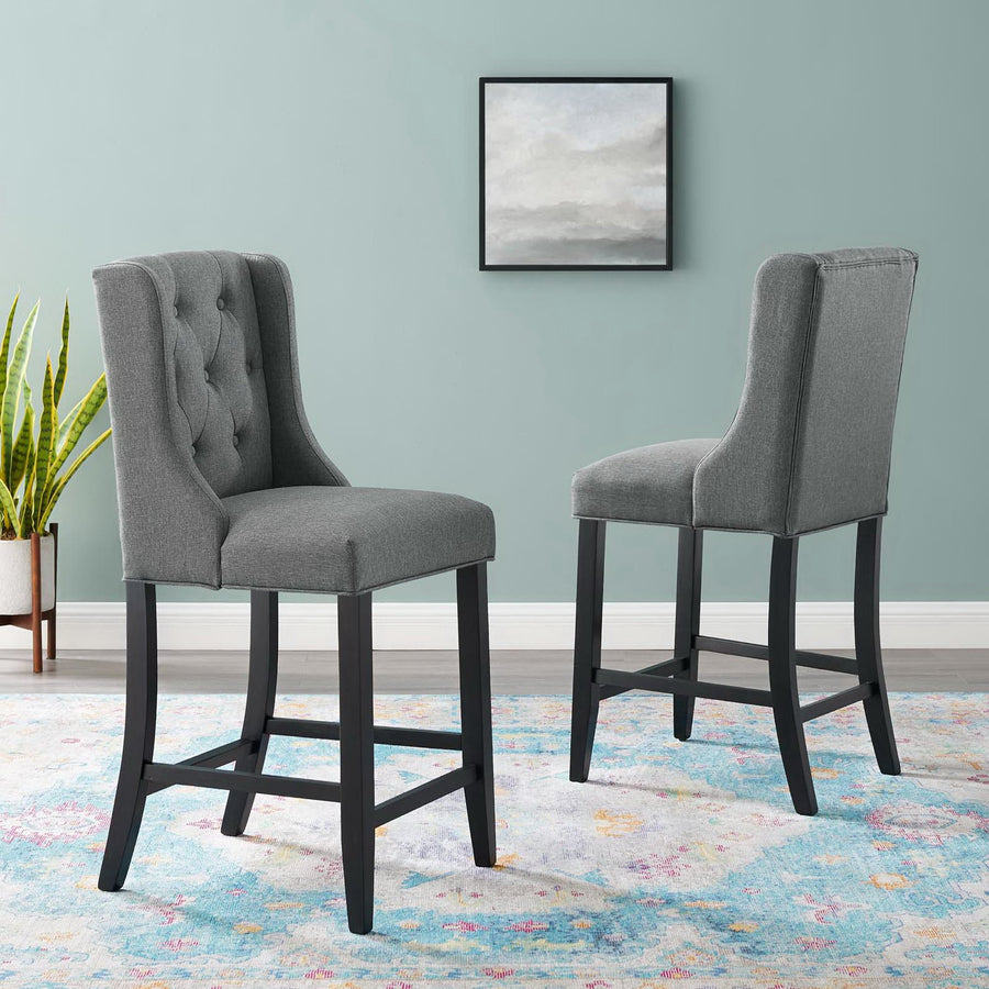 Ellison Upholstered Fabric Counter Bar Stool Set of 2 in Gray