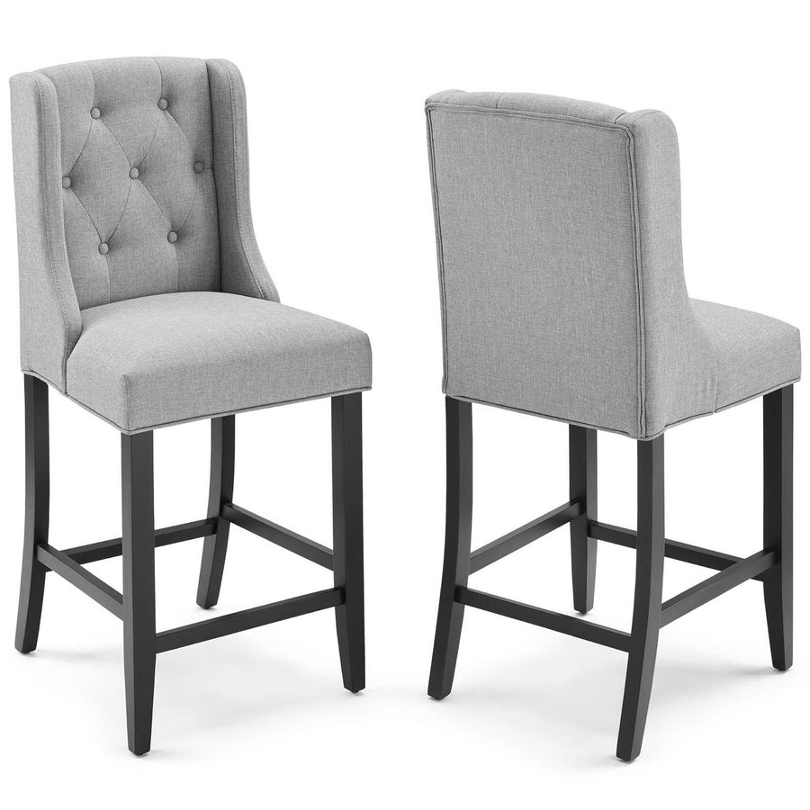 Ellison Upholstered Fabric Counter Bar Stool Set of 2 in Light Gray