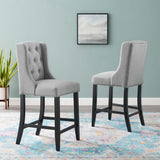 Ellison Upholstered Fabric Counter Bar Stool Set of 2 in Light Gray