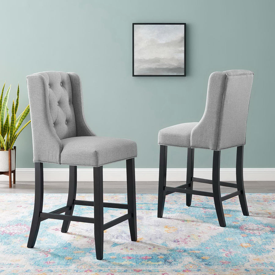 Ellison Upholstered Fabric Counter Bar Stool Set of 2 in Light Gray