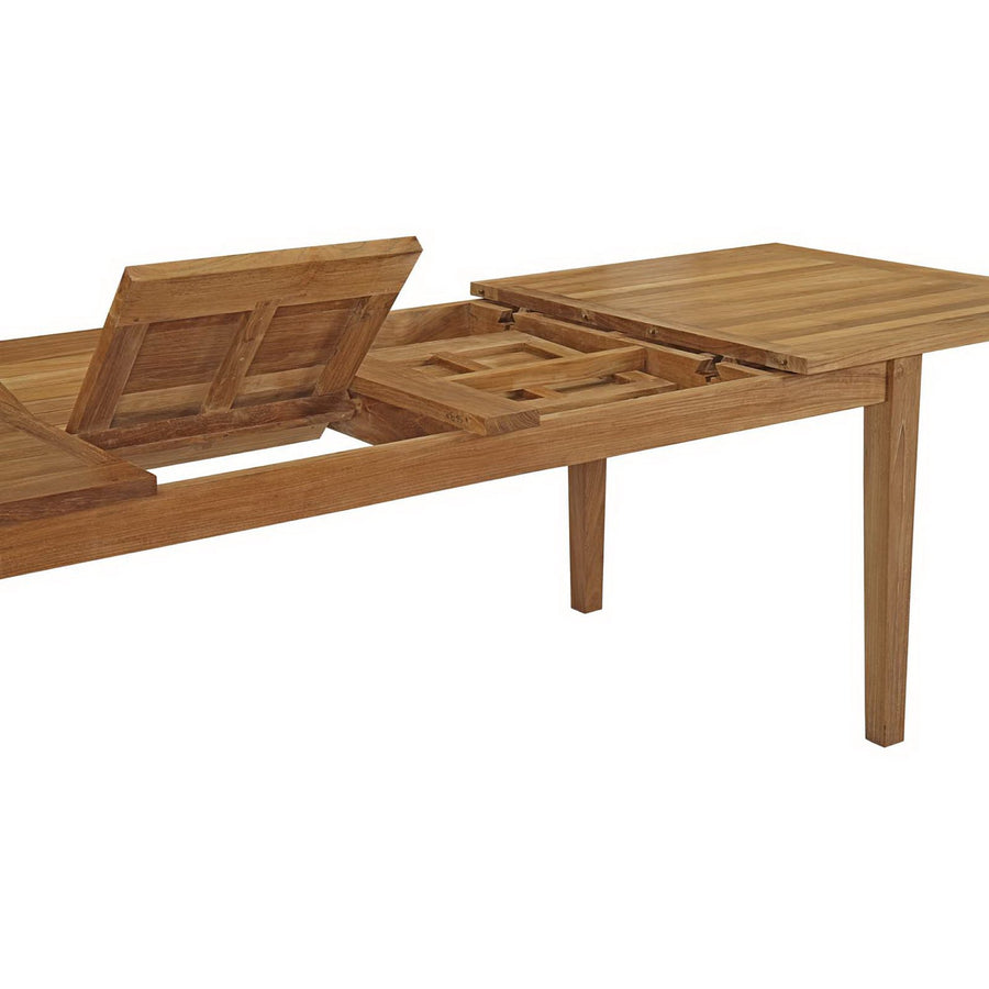 Cove 9 Piece Outdoor Patio Teak Dining Set in Natural White