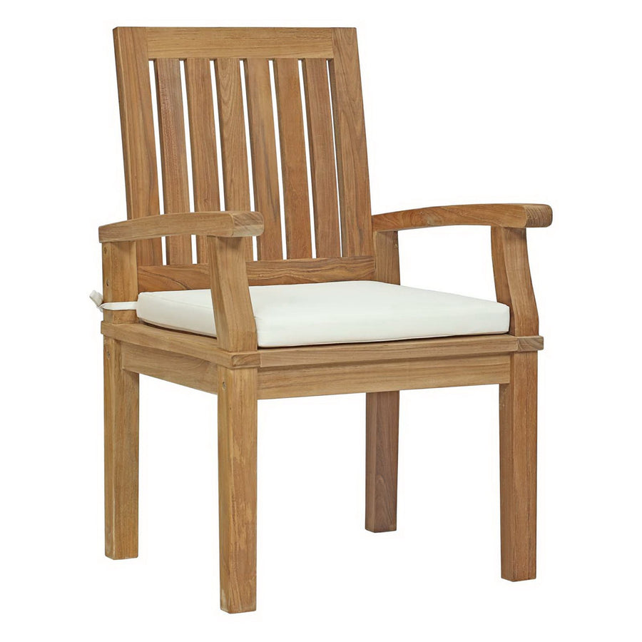 Cove 9 Piece Outdoor Patio Teak Dining Set in Natural White