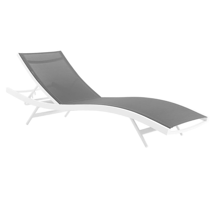 Bergamot Outdoor Patio Mesh Chaise Lounge Set of 2 in White Gray