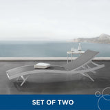 Bergamot Outdoor Patio Mesh Chaise Lounge Set of 2 in White Gray