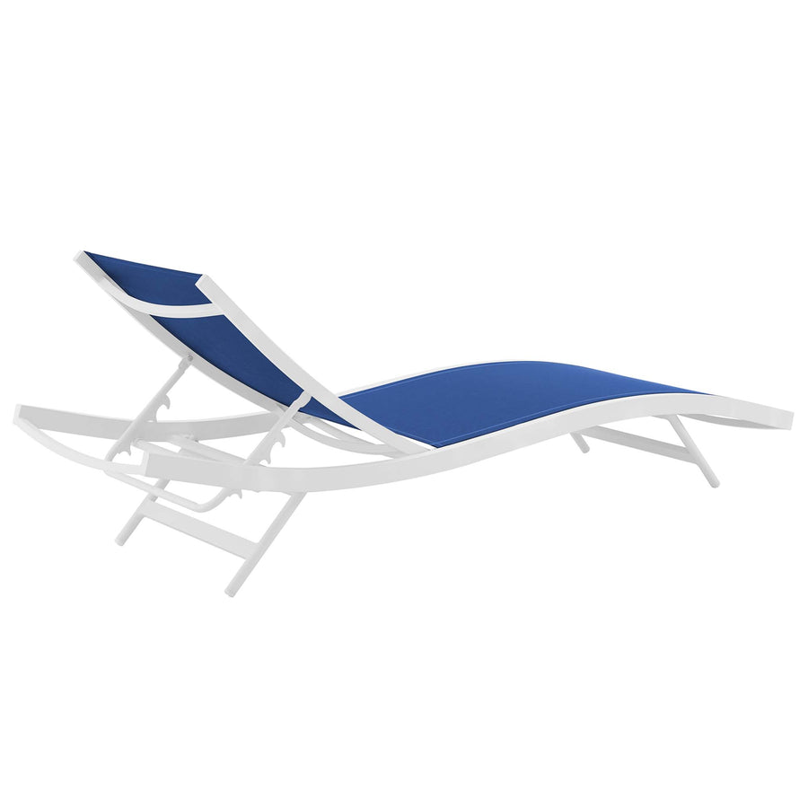 Bergamot Outdoor Patio Mesh Chaise Lounge Set of 2 in White Navy