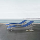 Bergamot Outdoor Patio Mesh Chaise Lounge Set of 2 in White Navy