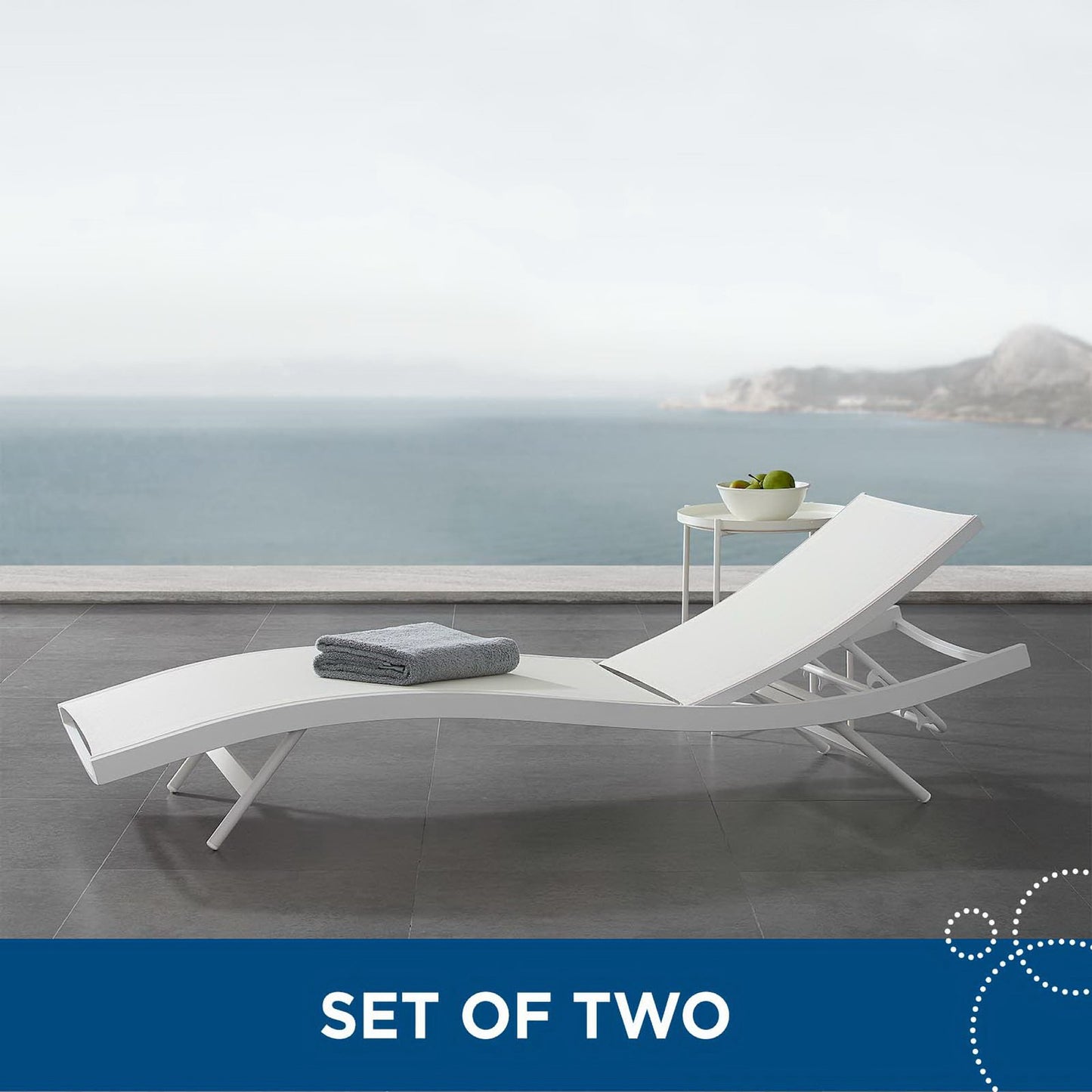 Glimpse Outdoor Patio Mesh Chaise Lounge Set of 2 by Furniture for America