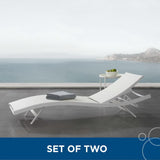 Bergamot Outdoor Patio Mesh Chaise Lounge Set of 2 in White White