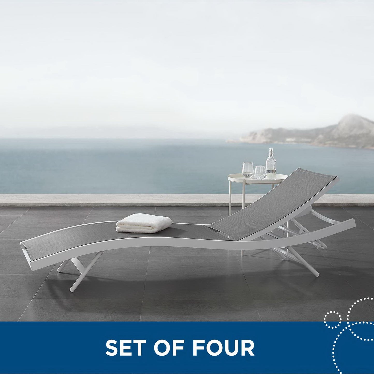 Glimpse Outdoor Patio Mesh Chaise Lounge Set of 4 by Furniture for America