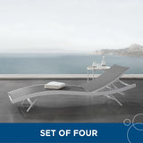 Bergamot Outdoor Patio Mesh Chaise Lounge Set of 4 in White Gray