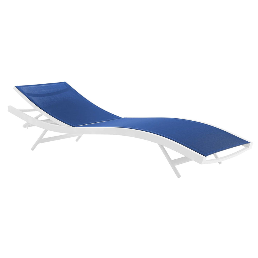 Bergamot Outdoor Patio Mesh Chaise Lounge Set of 4 in White Navy