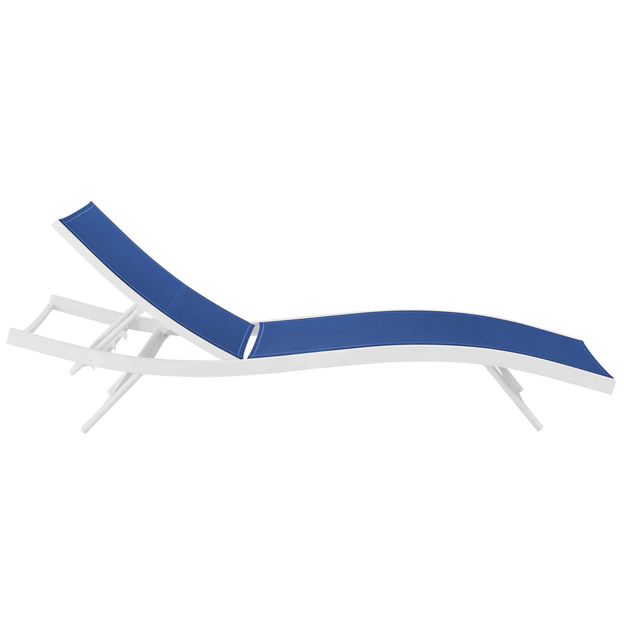Bergamot Outdoor Patio Mesh Chaise Lounge Set of 4 in White Navy