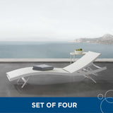 Bergamot Outdoor Patio Mesh Chaise Lounge Set of 4 in White White