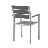 Marlow Outdoor Patio Aluminum Dining Armchair Set of 2 in Silver Gray