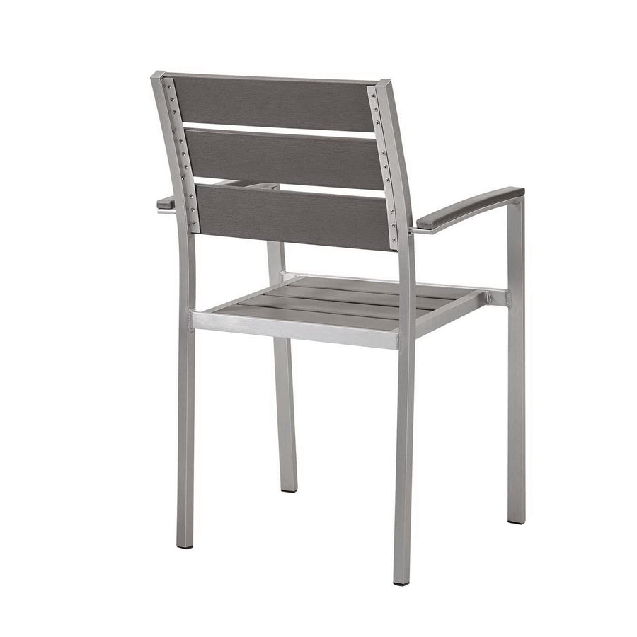 Marlow Outdoor Patio Aluminum Dining Armchair Set of 2 in Silver Gray