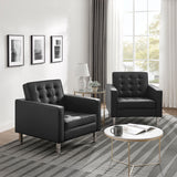 Mesa Tufted Vegan Leather Armchairs Set of 2 in Silver Black