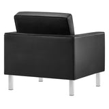 Mesa Tufted Vegan Leather Armchairs Set of 2 in Silver Black