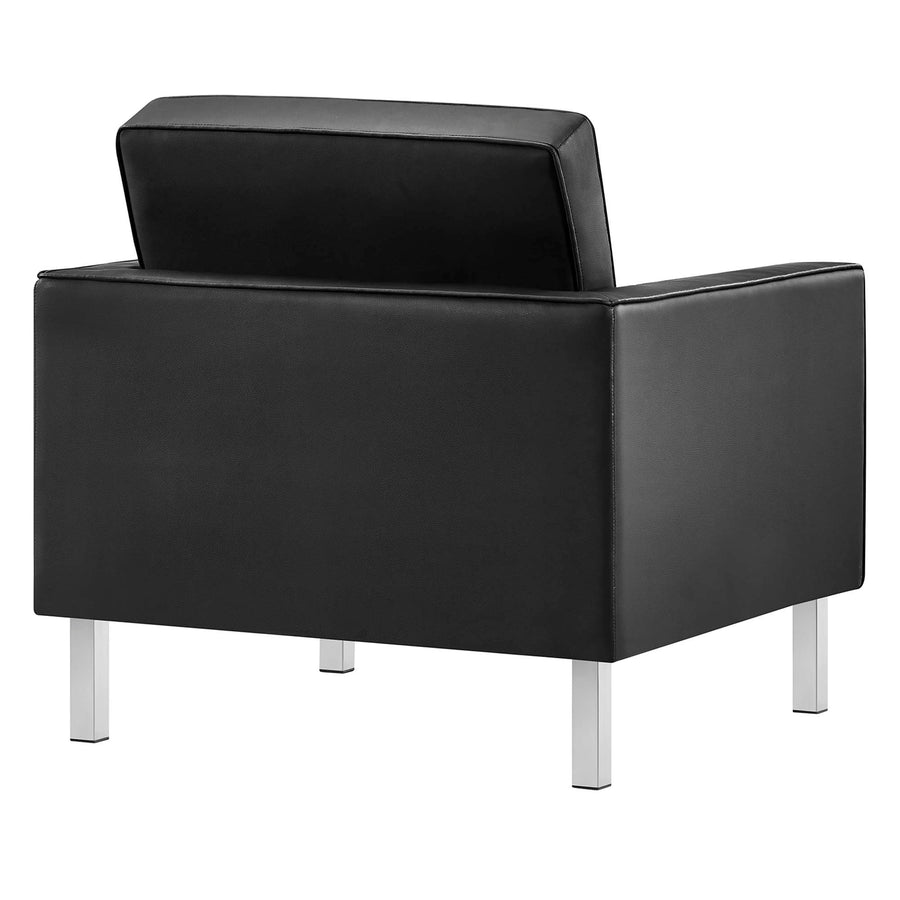 Mesa Tufted Vegan Leather Armchairs Set of 2 in Silver Black