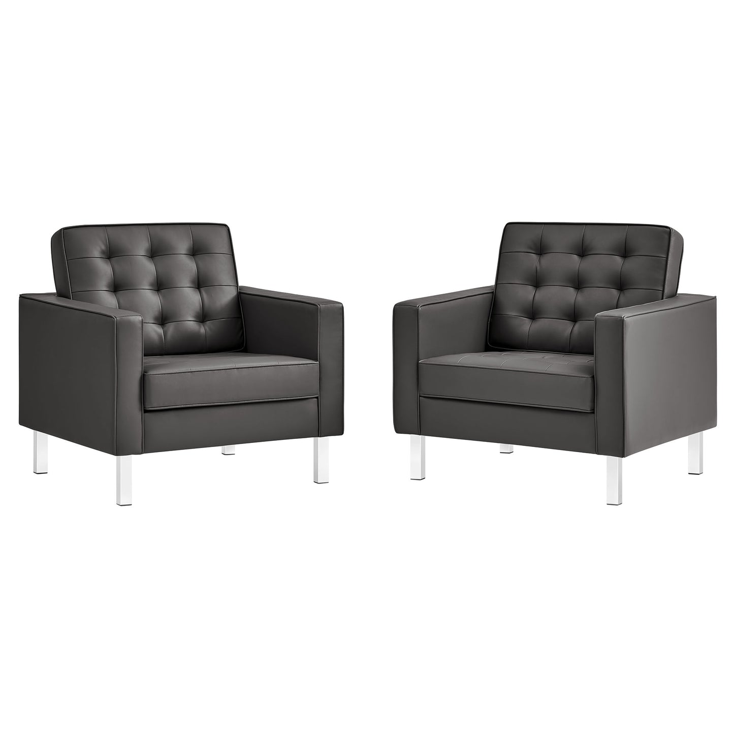 Loft Tufted Vegan Leather Armchairs Set of 2 by Furniture For America