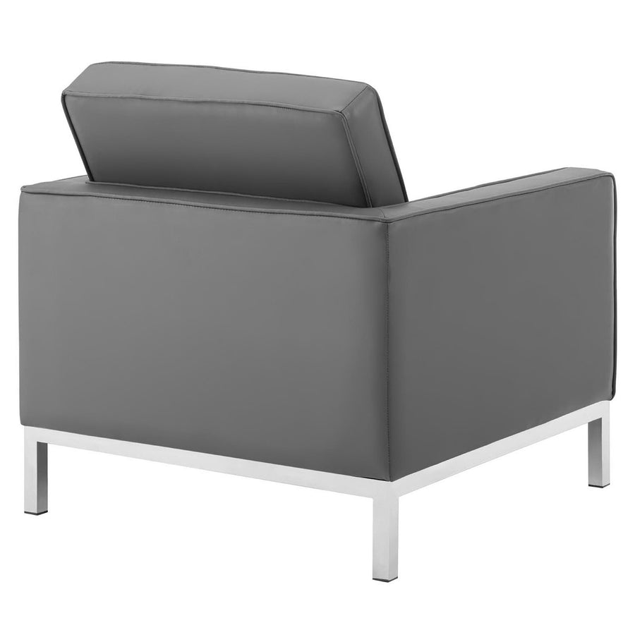 Mesa Tufted Vegan Leather Armchairs Set of 2 in Silver Gray