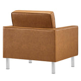 Mesa Tufted Vegan Leather Armchairs Set of 2 in Silver Tan
