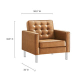 Mesa Tufted Vegan Leather Armchairs Set of 2 in Silver Tan