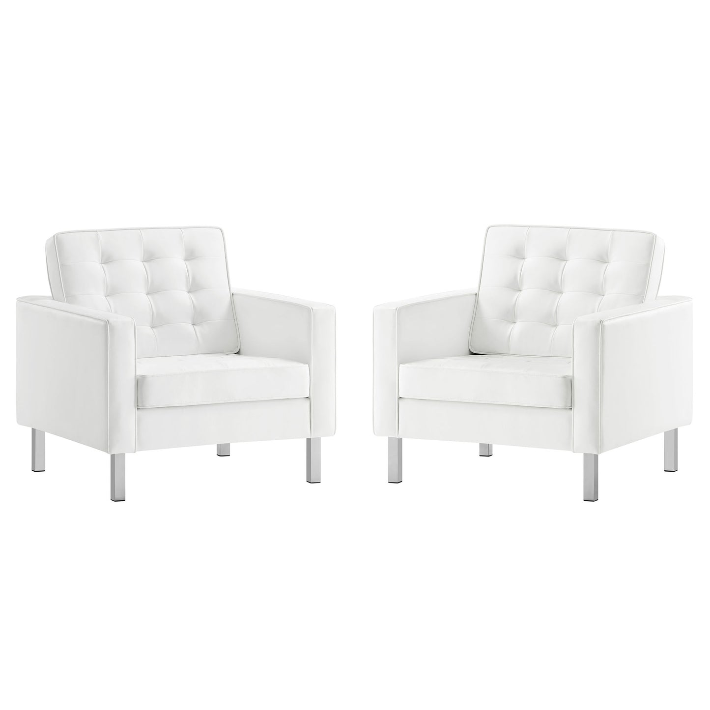 Loft Tufted Vegan Leather Armchairs Set of 2 by Furniture For America