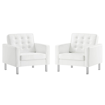 Loft Tufted Vegan Leather Armchairs Set of 2 by Furniture For America